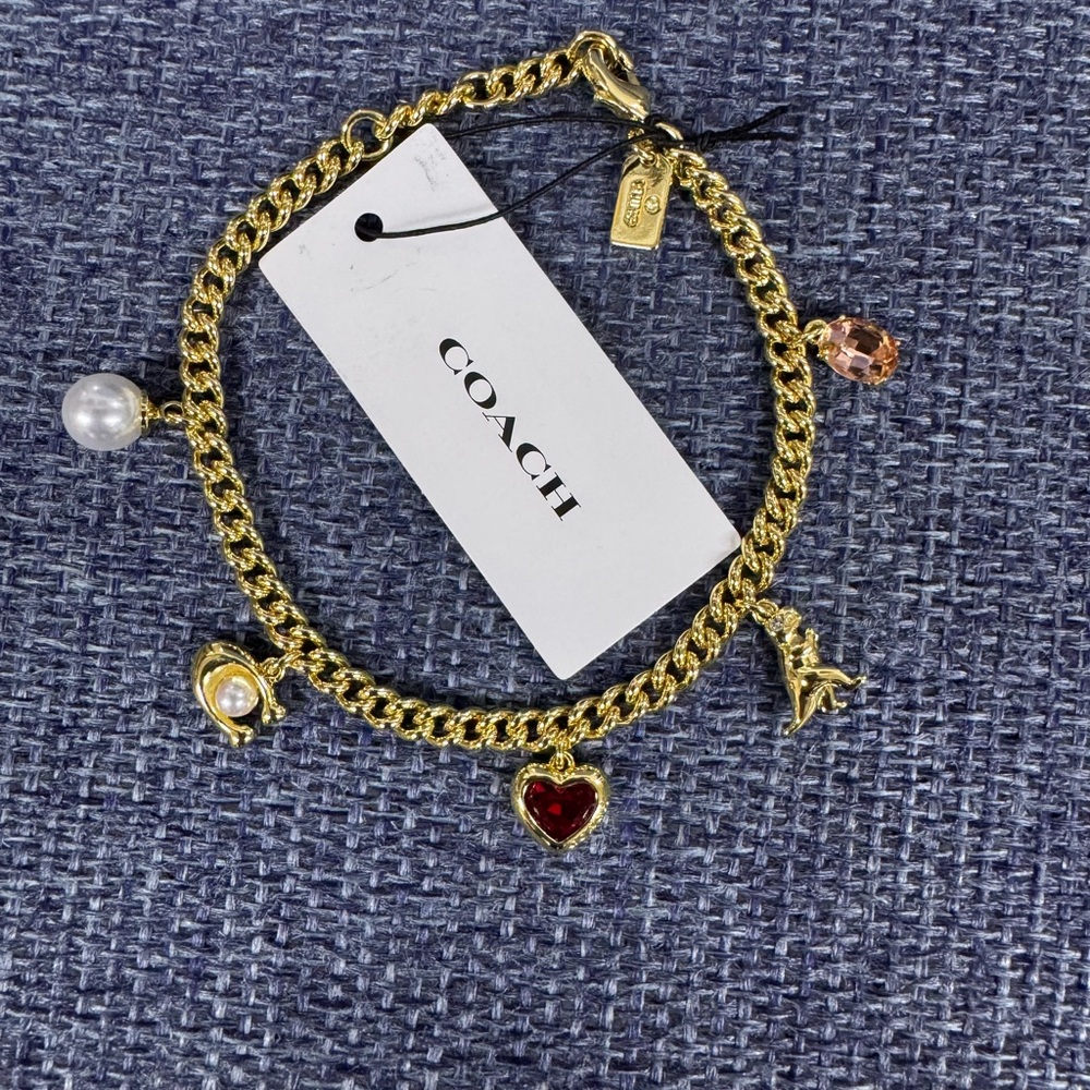 Coach NWT Signature Stone And Heart Charm Bracelet - Picture 2 of 10